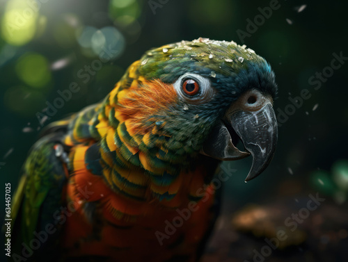 Parrot bird portrait created with Generative AI technology © Denis Darcraft