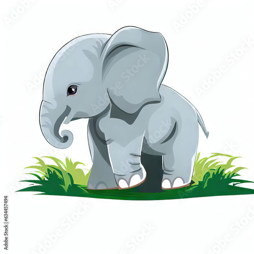 Gentle Giant  Cute Elephant Illustration on White  Generative AI