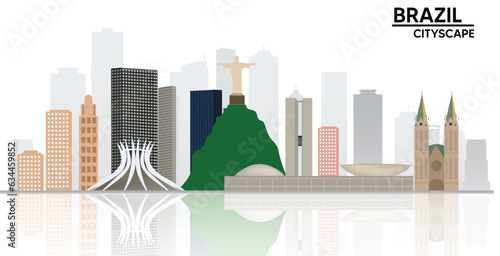 Brazil Cityscape illustration with white isolated