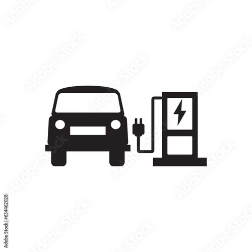 Electrical charging station icon, EV charging station flat icon Electric vehicle symbol. Place to charge battery of electromobile. Contains such Icons as Electric socket station. Vector illustration. 