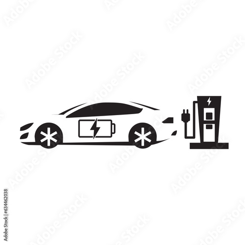 Modern refueling point icon vector illustration, Electric vehicle symbol. EV charging station flat icon. Place to charge battery of electromobile.  Contains such Icons as Electric socket station,