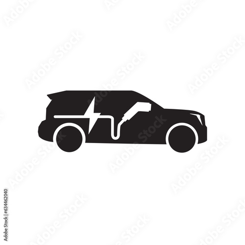 EV flat icon, Electric vehicle symbol. Place to charge battery of electromobile. Contains such Icons as Electric socket station. Electric car charging station icon. Symbols of an electric car,