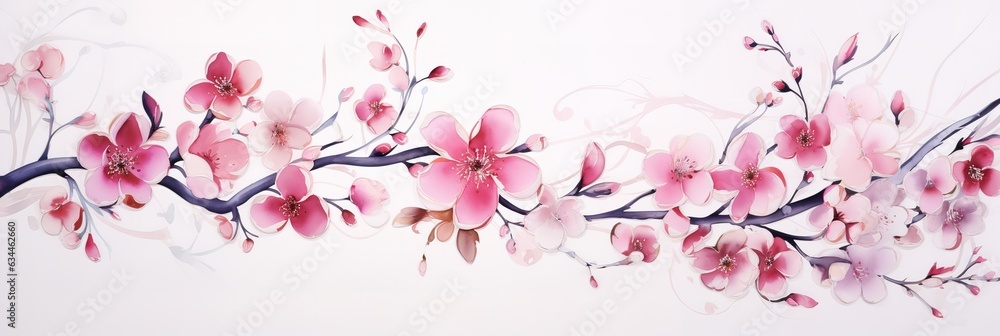 Fototapeta premium Blush Pink Flowers, Watercolor Art