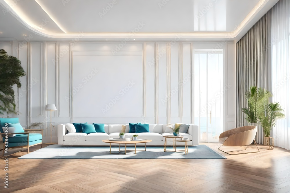 Fototapeta premium stunning view of white sofa with white background in a room ai generated 