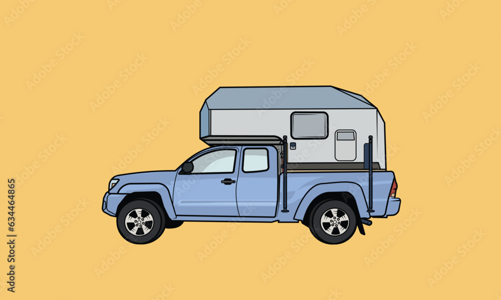 Basic vector graphic of a truck with camper topper