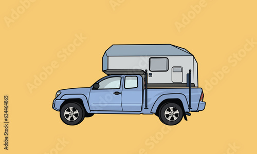 Basic vector graphic of a truck with camper topper