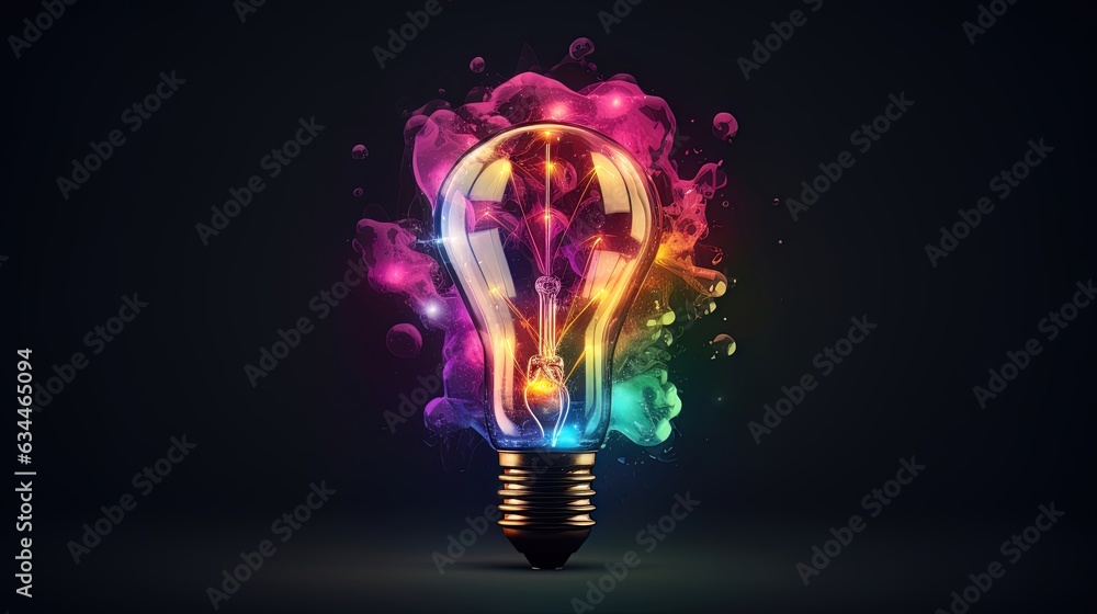 Neon lamp, dark background. AI generation Neon lamp, dark background. AI generation