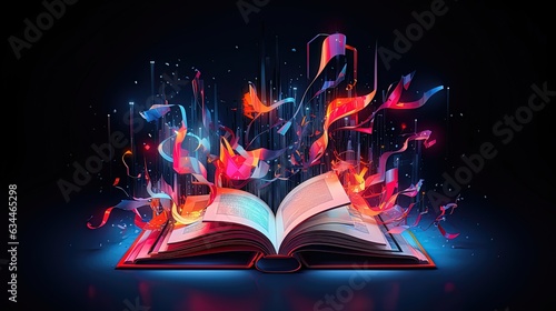 Open book, magic light, dar...