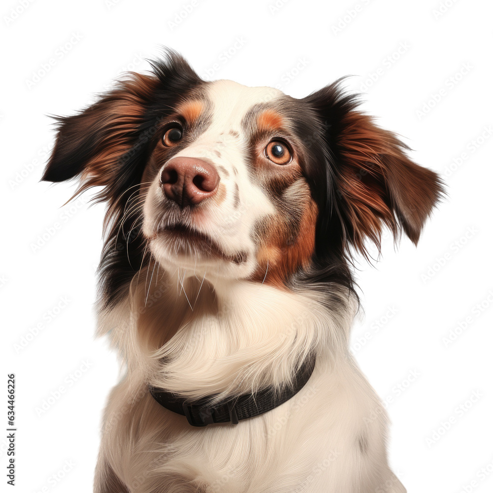 transparent background with a dog image in a studio