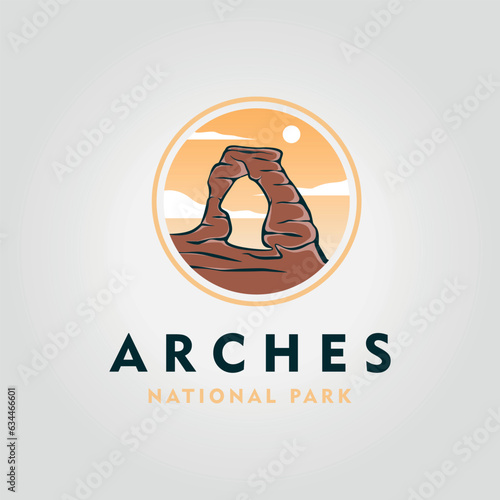 emblem arches logo vector vintage, USA national park design illustration