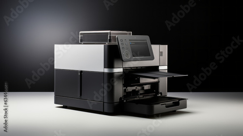 Printer isolated on black and white background