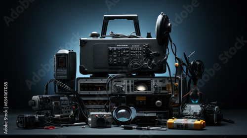 Radio communication equipment isolated on black background