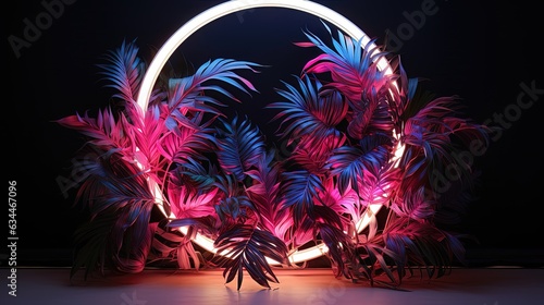 Tropical leaves neon colorf...