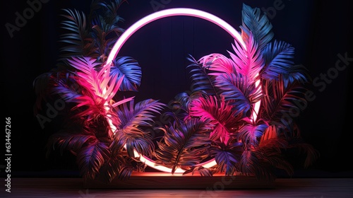 Tropical leaves neon colorf...