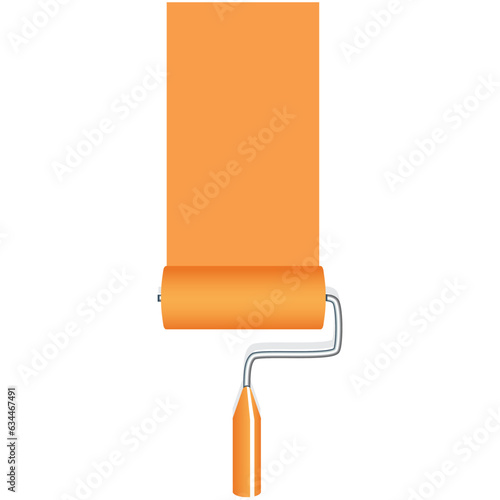 paint roller white on orange wall background and copy space text advertising banner orange banner frame, area ad and paint brush roller, roller brush icon vector