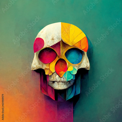 abstract digital art background with skull and crossbones colorful. digital illustration photo