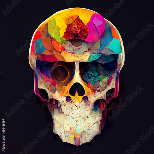 abstract digital art background with skull and crossbones colorful. digital illustration