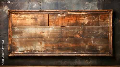 Wood background. Old wood with frame. Generative AI.