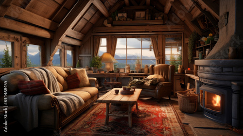 Rustic and cozy cabin interior