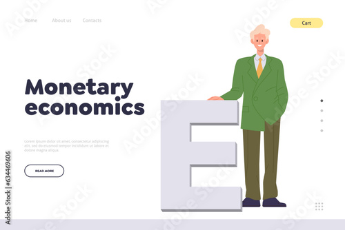 Monetary economics landing page and financial literacy website online service design template