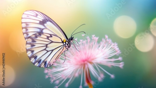macro Photo of Paper Kite Butterfly on single pastel flower © 18042011
