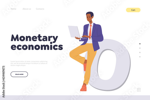 Monetary economics landing page design template for online service providing business training