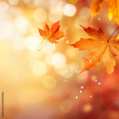 autumn leave against bokeh background 