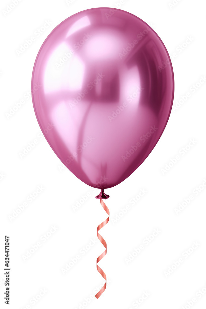 Pink metallic balloon isolated on transparent background. Generative ai Pink metallic balloon isolated on transparent background. Generative ai