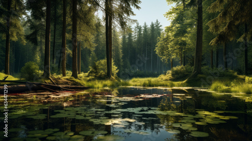Serene and tranquil forest ponds