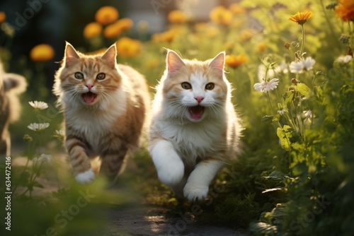 cat running in the garden © artfisss