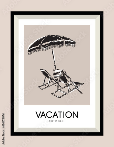 Lounge chair vector illustration. Art for postcards, wall art, banner, background, branding.	