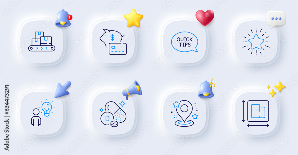 Wholesale goods, Vitamin d and Star line icons. Buttons with 3d bell, chat speech, cursor. Pack of Quickstart guide, Pin, Piggy bank icon. Group people, Floor plan pictogram. Vector Wholesale goods, Vitamin d and Star line icons. Buttons with 3d bell, chat speech, cursor. Pack of Quickstart guide, Pin, Piggy bank icon. Group people, Floor plan pictogram. Vector
