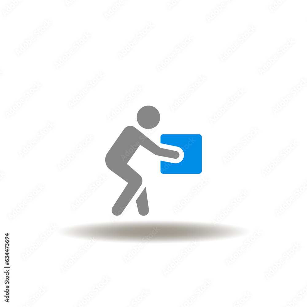 Vector illustration of worker or person picks up or puts down box