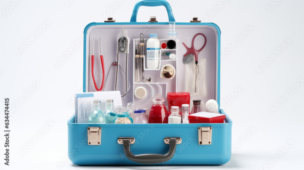 Fototapeta premium Toy doctor kit isolated on white background