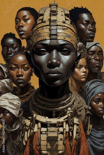 Artistic Representation of Afro-American Beauty: Embracing Diversity and Rejecting Racism.