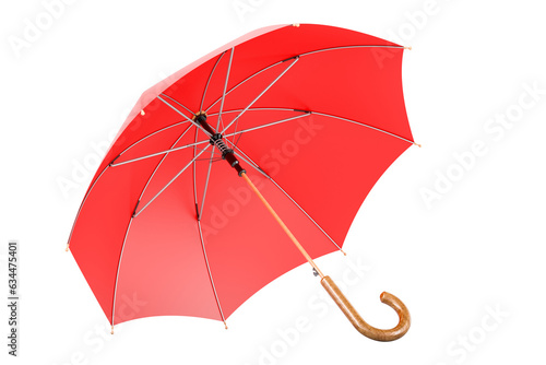 Red umbrella, closeup. 3D rendering isolated on transparent background
