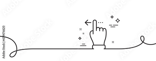 Touchscreen gesture line icon. Continuous one line with curl. Slide left arrow sign. Swipe action symbol. Touchscreen gesture single outline ribbon. Loop curve pattern. Vector