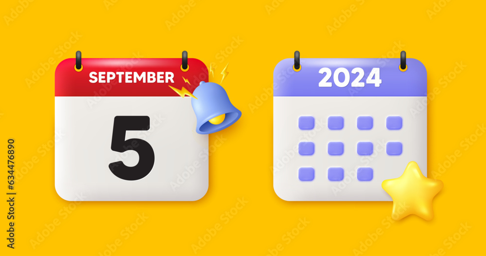 5th day of the month icon. Calendar date 3d icon. Event schedule date. Meeting appointment time. 5th day of September month. Calendar event reminder date. Vector 5th day of the month icon. Calendar date 3d icon. Event schedule date. Meeting appointment time. 5th day of September month. Calendar event reminder date. Vector