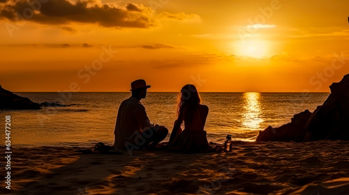 Fototapeta Naklejka Na Ścianę i Meble -  in Liebe am tropischen Strand beim Sonnenuntergang
