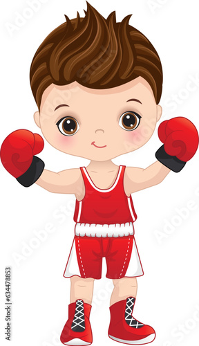 Vector Cartoon Image of Cute Boy Boxing