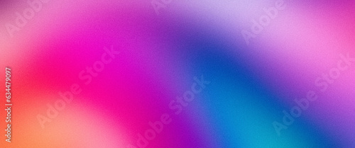 Photographie Pink magenta blue purple abstract color gradient background grainy texture effec