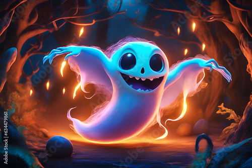 Halloween ghost concept. Generative AI