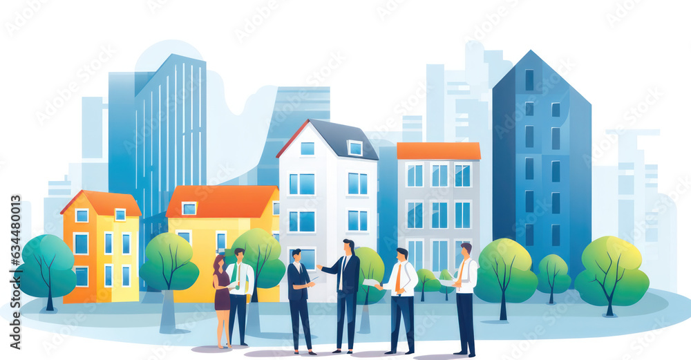 leaders discussing company growth,Vibrant vector illustration