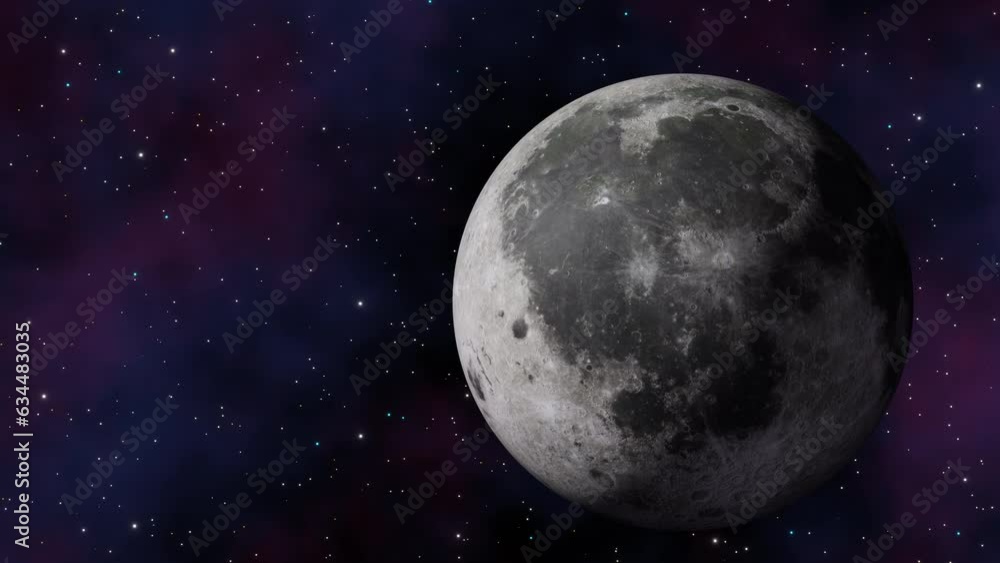 Earth satellite Moon view from outer space and twinkling stars in Milky ...