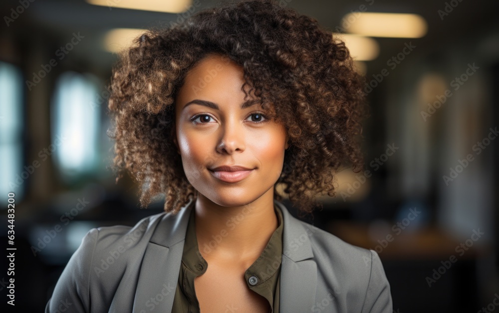 This portrait serves as a window into the life of an experienced African American professional businesswoman, where her depth of knowledge is evident in every line and expression. This portrait serves as a window into the life of an experienced African American professional businesswoman, where her depth of knowledge is evident in every line and expression.