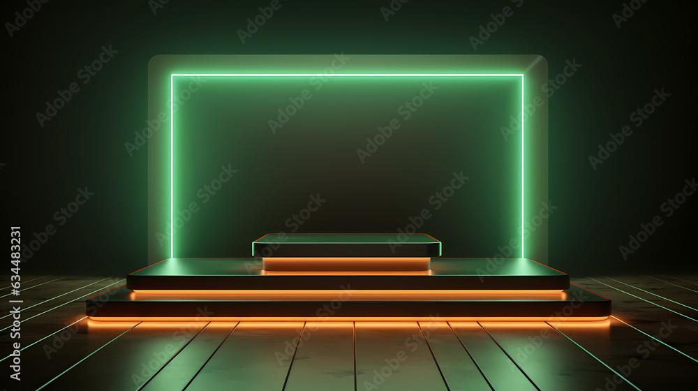 Modern showcase scene illuminated, platform for product presentation ...