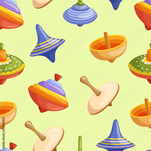 Seamless Pattern With Whirligigs. Vibrant And Whimsical Design Showcasing Spinning Wind Toys  Vector Illustration