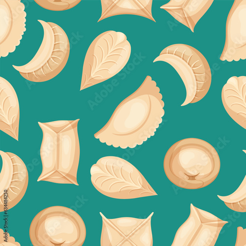 Delightful Seamless Pattern Featuring Various Dumplings Intricately Arranged, Showcasing Their Delicious And Diverse