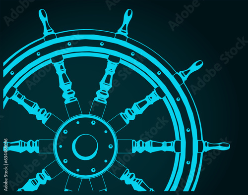 Ship steering wheel illustration