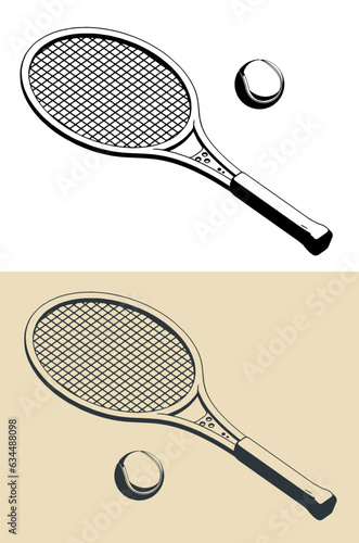 Tennis racket and ball illustrations photo